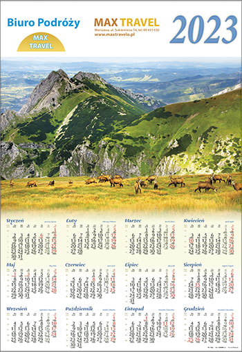 kalendarze plakatowy z nadrukiem