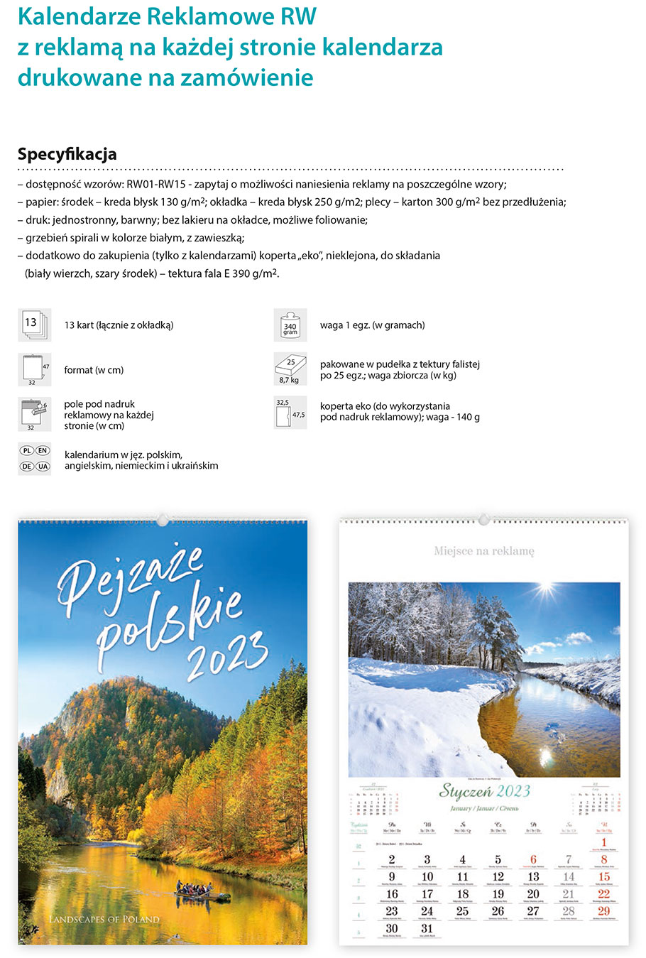 kalendarze reklamowe, indywidualne
