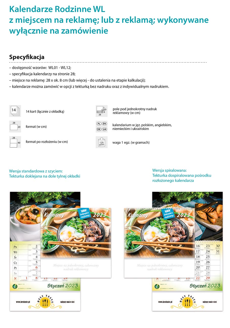 kalendarze rodzinne, indywidualne