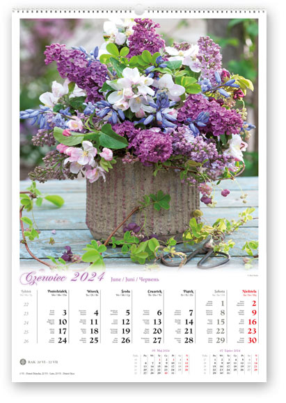 Kalendarz 13-planszowy ścienny, reklamowy<br />RW Bukiety kwiatów