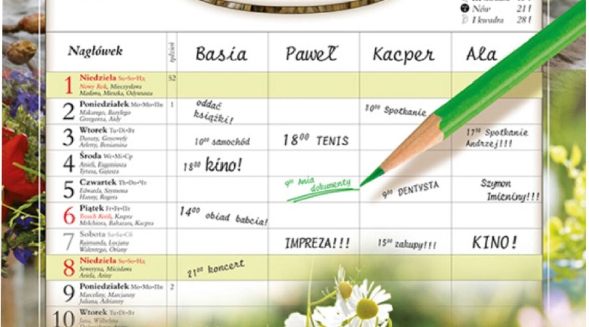 WN kalendarz notatnikowy KWIATY
